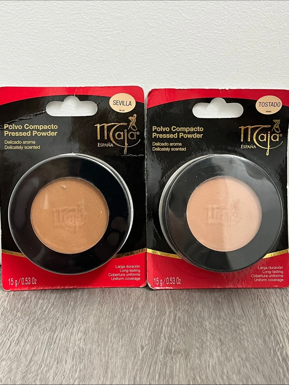 Maja pressed powder lot shade Sevilla and Tostado